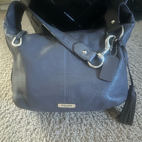 Coach Handbags - Coach Charcoal Leather Shoulder Bag